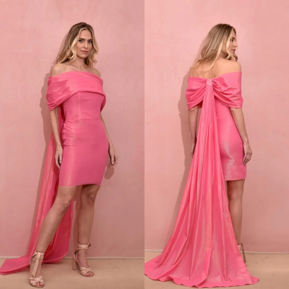 Customized  Evening  Sexy Casual  s Draped Pleat Formal Evening A-line Off-the-shoulder Bespoke Occasion Gown Short Dresses