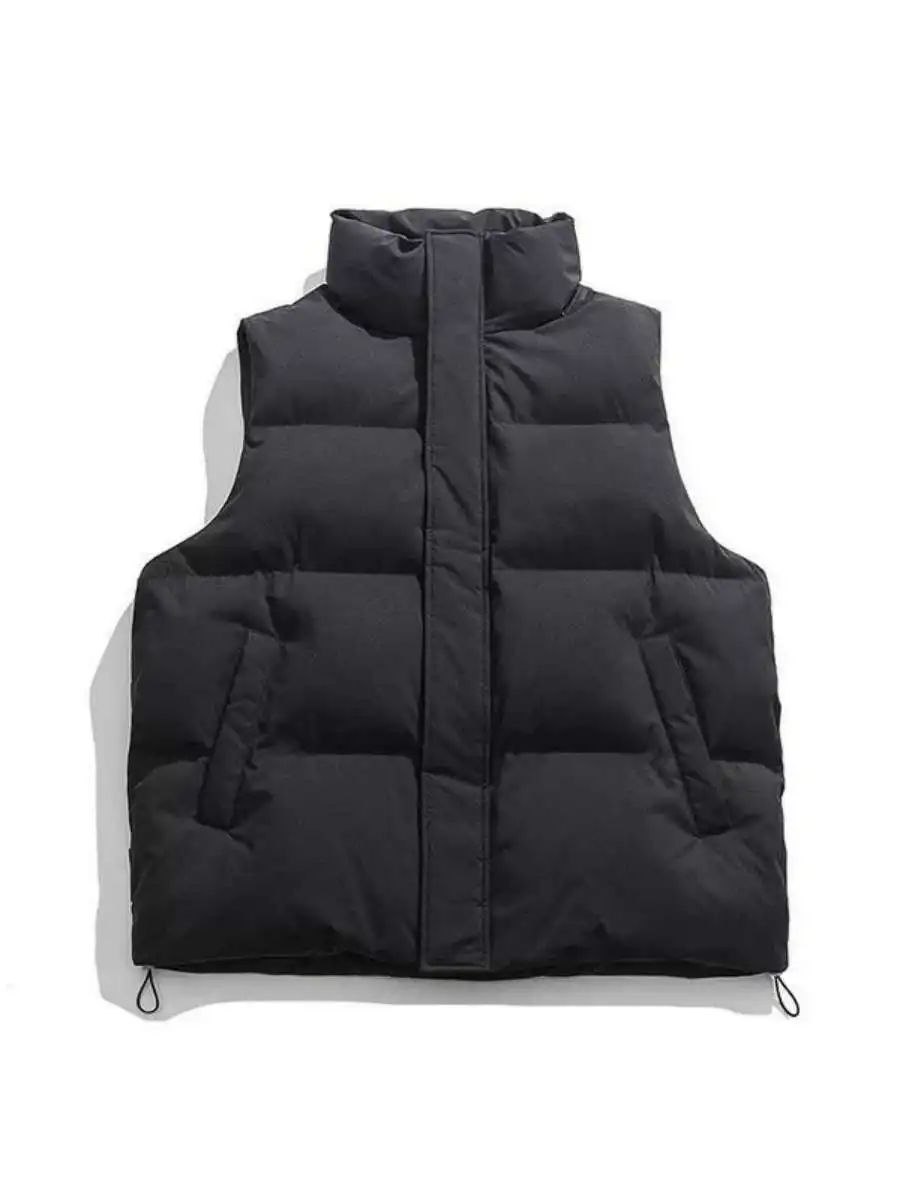 

Men's Cotton Vest Autumn Winter American Sle Oversized Jaet Zipper Decoration Loose Fit Long Length Pure Color Casual Wear