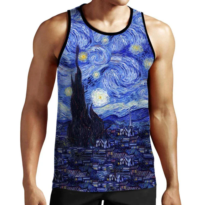 Flamingos Starry Night 3d Print Tank Tops Men Women Fashion Floral Shirts Y2k Tops Graphs T-shirts Cool Hawaii Beach Vest Tees