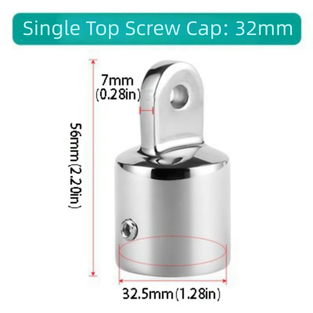 316 Stainless Steel Deck Hinge Slide Cap 25mm Pipe 22mm Pipe External Eye End Single Screw 20mm Eye Eye End Cap External Tube