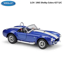 WELLY Diecast 1:24 Scale Classic Simulator Model Car Shelby Cobra 427 S-C Alloy Retro Car Metal Toy Car For Kids Gift Collection