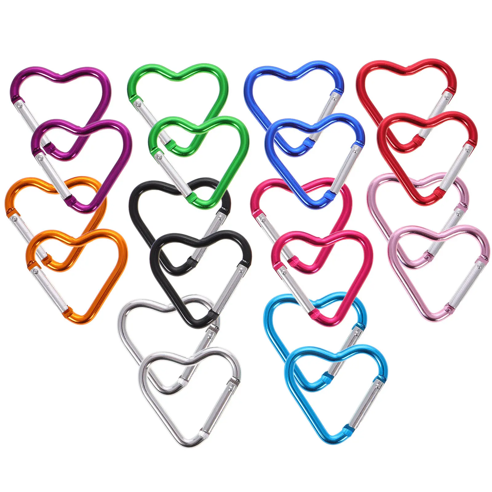20Pcs Mini Heart Carabiner Clip Aluminum Alloy Keychain Hook for Backpack Accessories DIY Purse Decoration Heart Carabiner Clip view 6