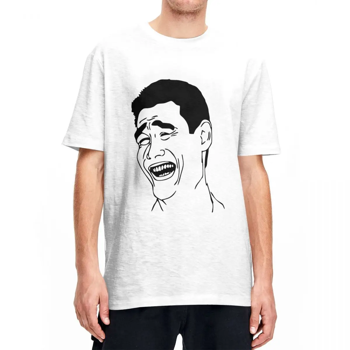 Printed Yao Ming Meme Please RAGE COMIC T Shirt Unisex Cotton Short Sleeve Round Neck Summer Tops