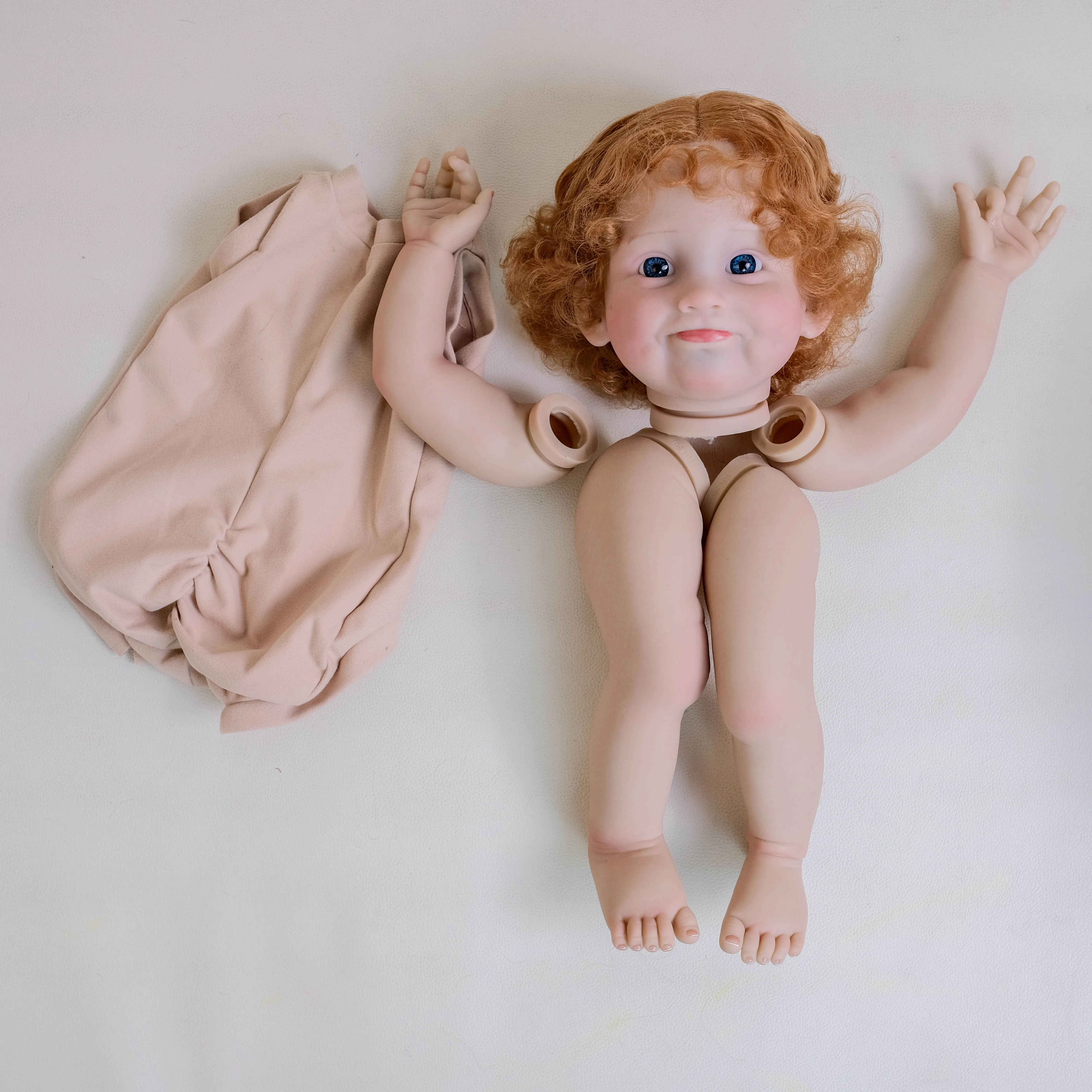 NPK 24inch Milicent Lifelike Reborn Doll Kit DIY Toy Doll Parts with Painted Facial Features And Curly Two-Color Hair