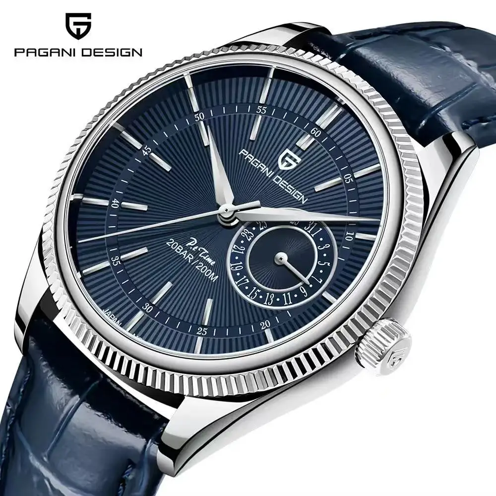 PAGANI DESIGN PD1689 Men Quartz Watch, 20Bar Waterproof Wristwatch,  Japan VH65 Movement, Sapphire Glass，Leather Strap