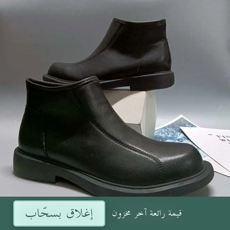 

Retro Boots Men's High Top Genuine Leather Anti-Slip Soft Bot Bla Leather Boots Spring Autumn Briti Sle