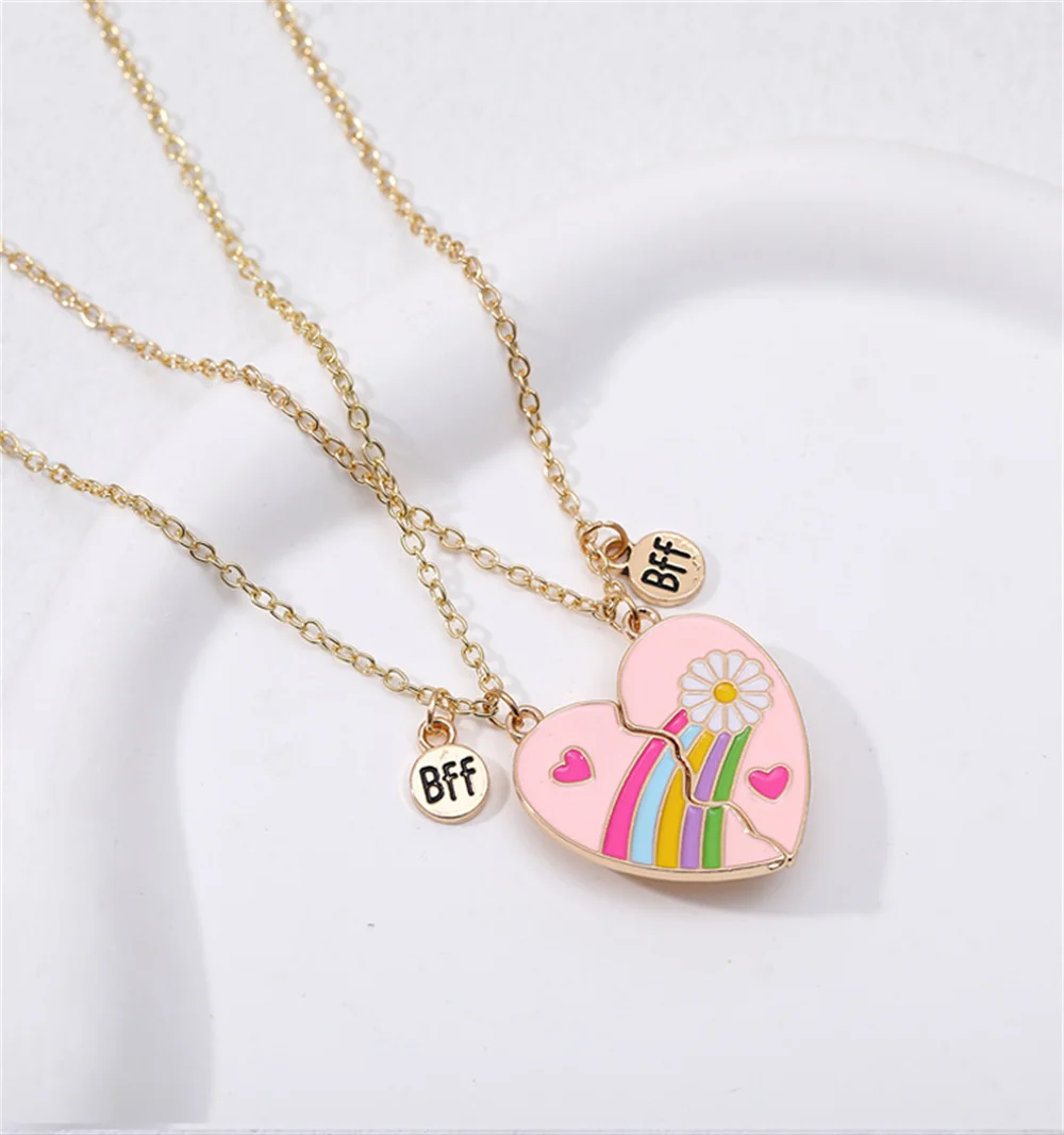 2pcs/Set Heart BFF Necklace for Women Adjustable Chain Magnet DIY Heart Butterfly Friendship Collar Best Friends Jewelry Gifts - view 6