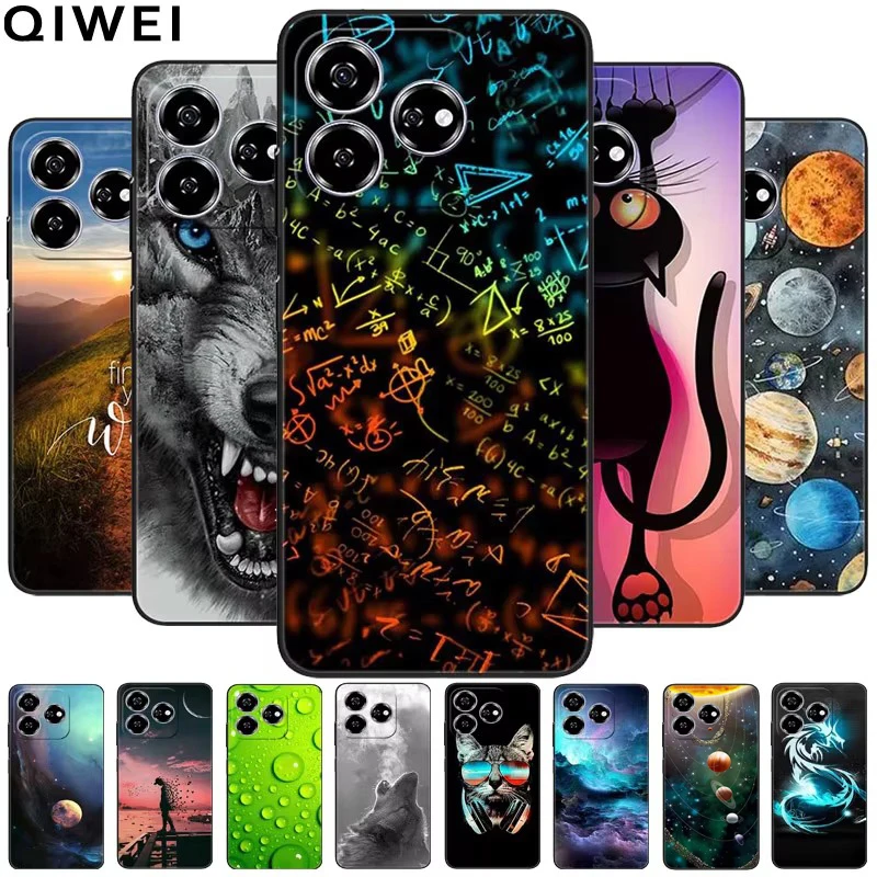 For ZTE Axon 60 Case Black Silicone TPU Soft Bumpers On for ZTE Blade V60 / Axon60 Z2356 Protector Covers Capa Animals Cool Wolf