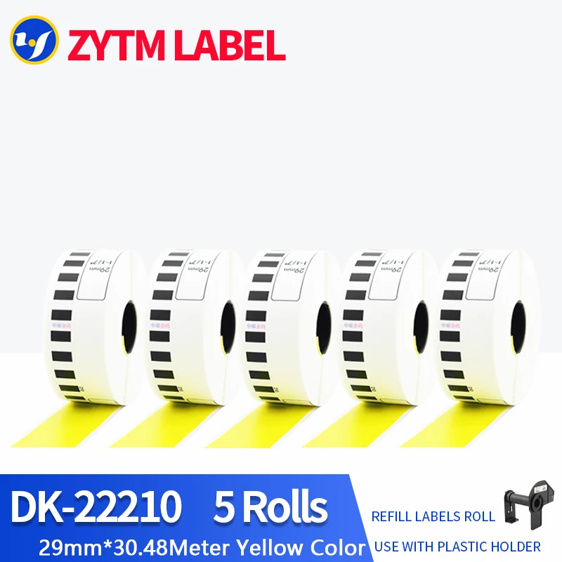 5 Rolls Brother Generic DK-22210 Label 29mm*30.48M Continuous Compatible for Thermal Printer QL-800