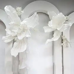 White Large Paper Iris Flowers Artificial Wedding Scence Paper Flowers Birthday Party Backdrop Decor Stage Window Layout Props