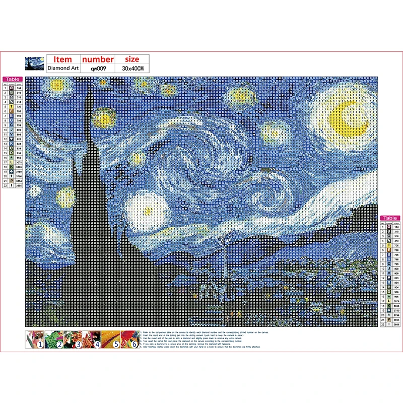 DIY Diamond Painting Kit Van Gogh Picture Full Round Diamond Inlay Embroidery Craft Cross Embroidery Home Decoration