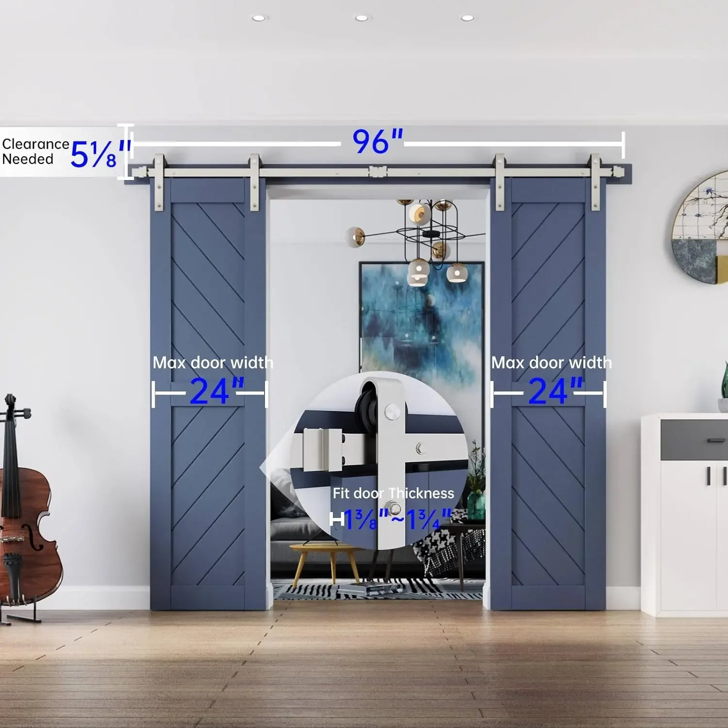 

[Free Shipping, New Arrival!]8 FT Brushed Nickel Double Sliding Barn Door Hardware Track Kit,Basic J Pulley,Heavy Duty,Slide Smo