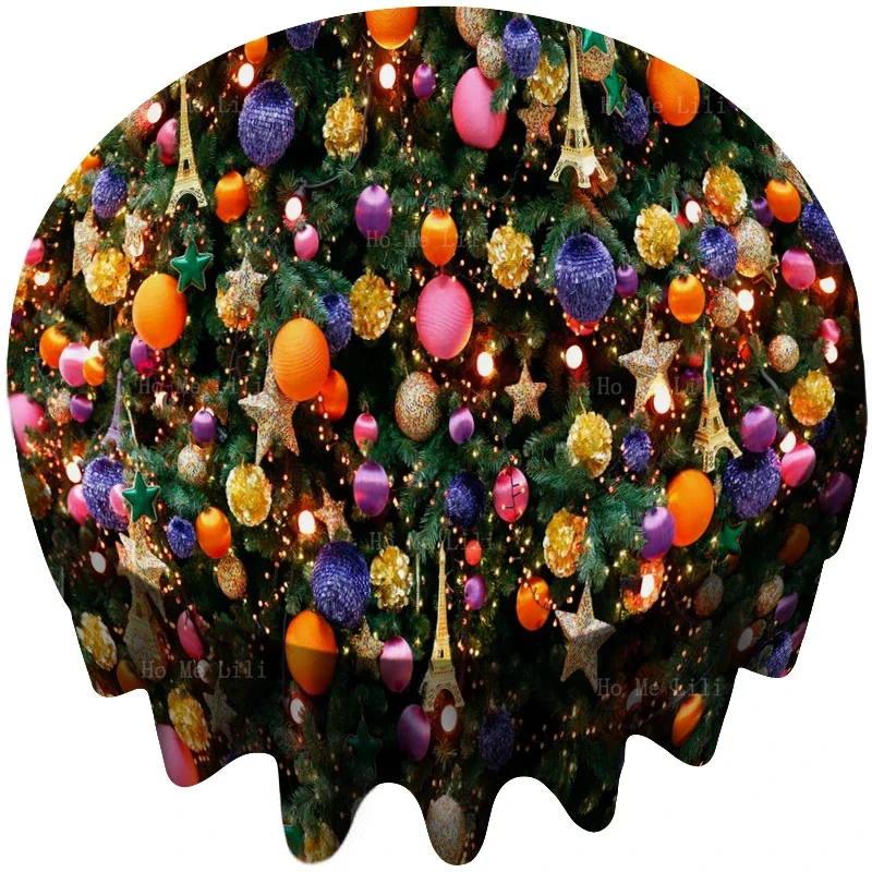 

Beautiful Christmas Tree Beaded Colorful Xmas Balls Pine Cone Snowflakes Bright Round Tablecloth By Ho Me Lili For Tabletop Deco
