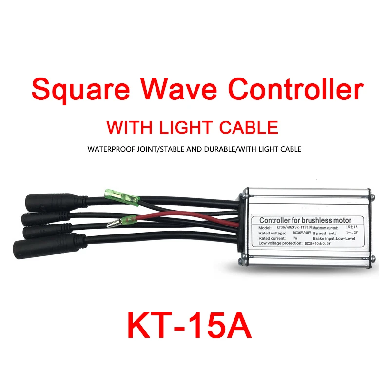 Original KunTeng 36/48V Controller E-bike 6-tube KT-15A Square Wave Controller Waterproof Plug with Light Wire,refit Accessory