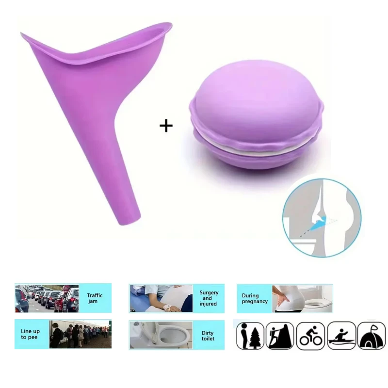 1pcs Reusable Silicone Funnel Set for Women Silicone Stand Up Pee Funnel for Car Travel Camping Hotel