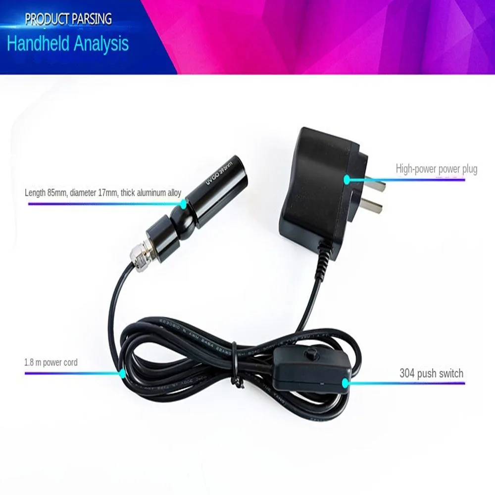 Small Volume Handheld 365nm 395nm 405nm Ultraviolet UV Green Oil Shadowless Glue Ink Mobile Phone Repair Lamp Resin Curing Lamp
