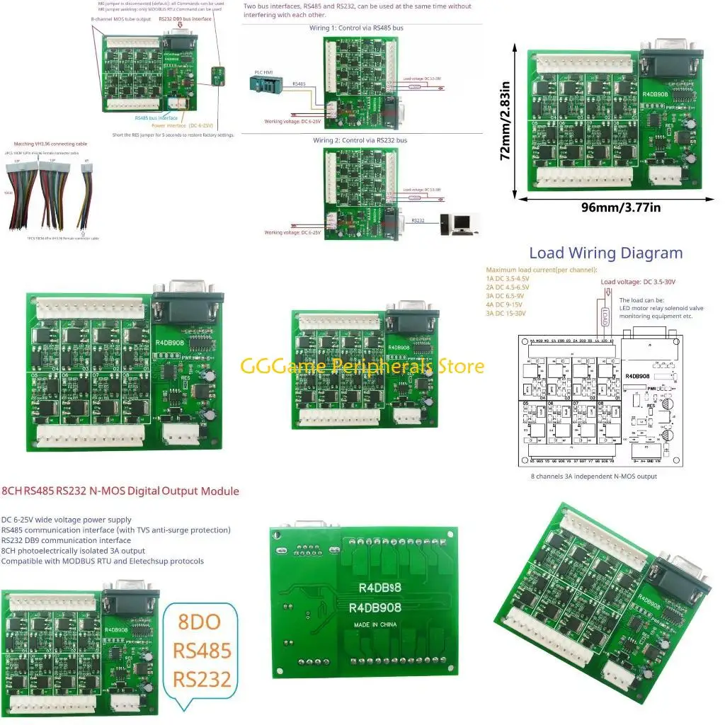 

U55B RS485 RS232 Модуль с двумя интерфейсами 8DO NPN Mos Выход для светодиодного двигателя и приложений