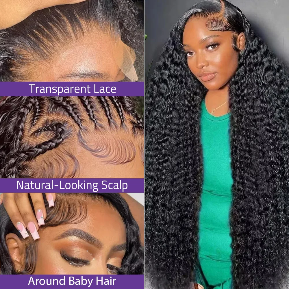 13x6 HD Transparent lâche vague profonde dentelle avant perruque 5x5 sans colle 360 pleine dentelle eau bouclés Nature vague frontale perruques de cheveux humains
