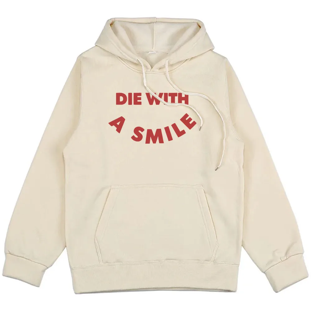 Hip Hop Streetwear Die with A Smile Bruno Mars Lady-Gaga Hoodies Unisex Winter Graphic Sweatshirt Moletom Fashion Men Women Tops