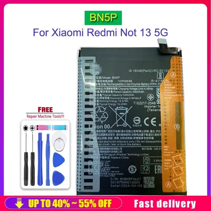 BN5P BM5V BM5U Battery For Xiaomi Redmi Note 13 / Note 13 Pro / Note 13 Pro+ Pro Plus 5G Mobile Phone Backup Replacement Battery