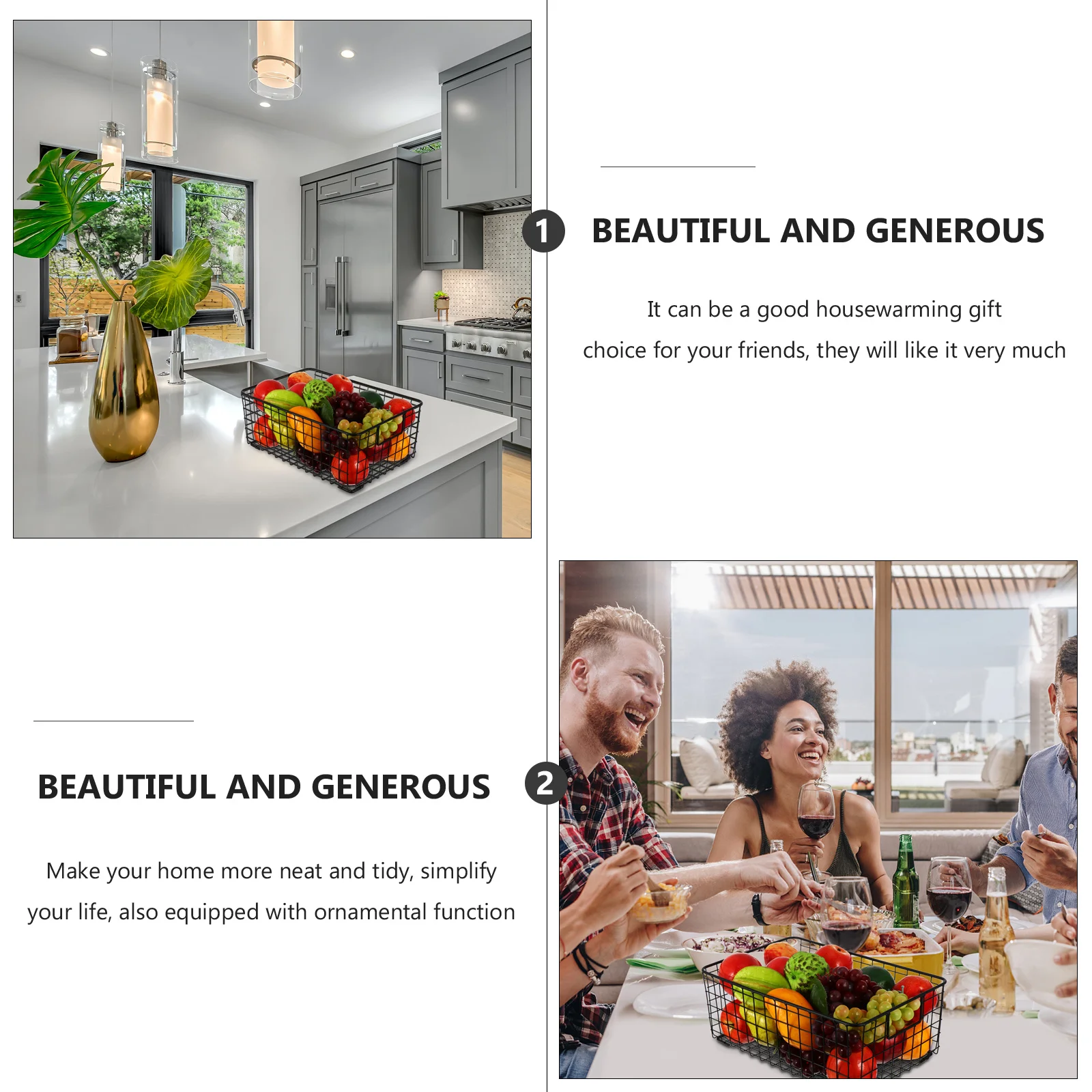 

1pc Snack Storage Kitchen Fruit Organizer Modern Iron Household Basket Decorative Sundries Container Draining Basket