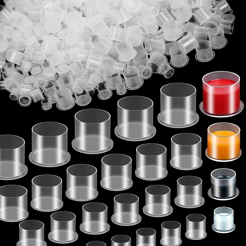 

1000/500/100PCS Disposable Tattoo Ink Cups Tattoo Pigment Clear Holder Container Cap Permanent Makeup Tattoo Accessories