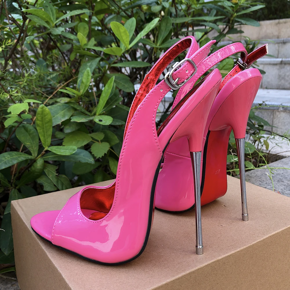 Woman Sandals 16cm Extreme Thin High Heels Sexy Pink  Stilettos Pumps Peep Toe Fetish Model Club Man Crossdresser Unisex Shoes