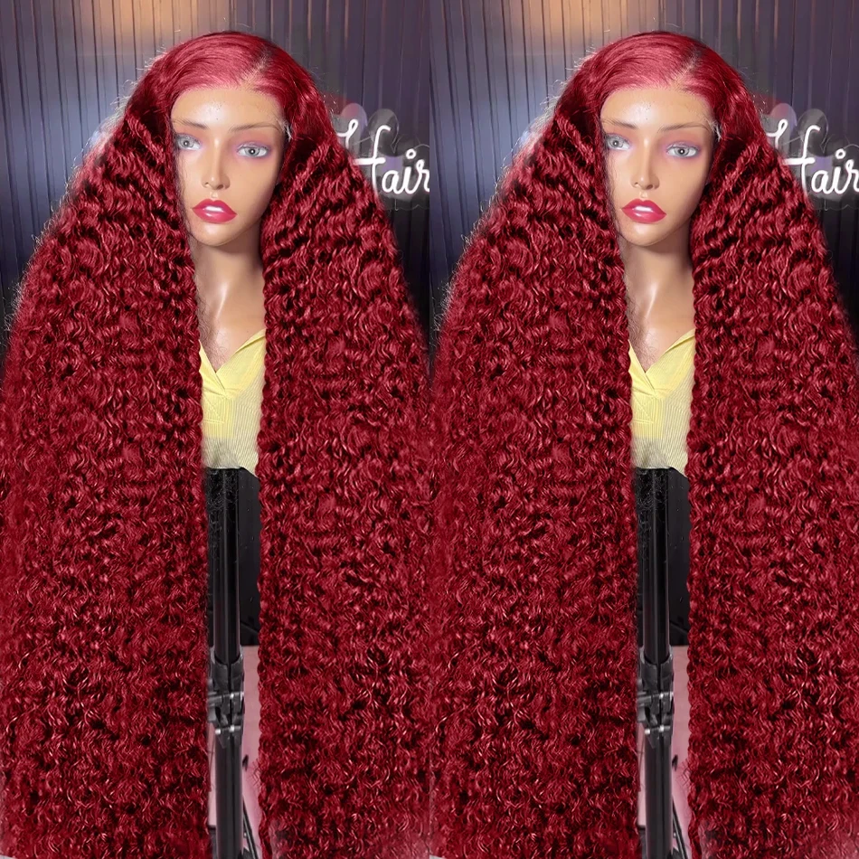 13x6 Deep Wave 99J Red Wig Burgandy Lace Frontal Medium Brown Human Hair Wigs 150% Lace Front Wig 13x4 Colored Glueless Wig