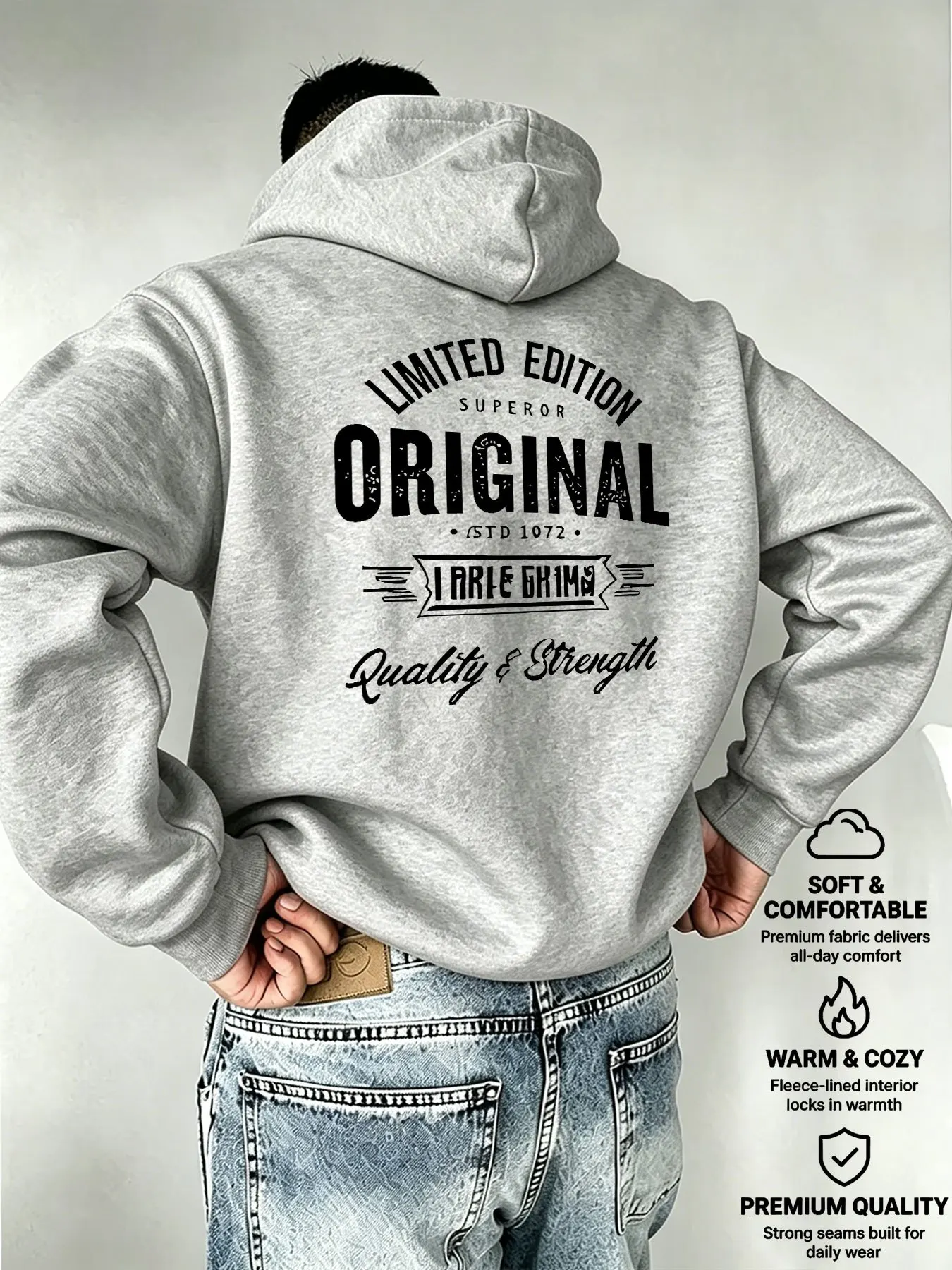 Men's Hooded Sweatshirt – Limited Edition – Retro-Style Top Featuring English Slogan Print and a Vintage Western Aesthetic