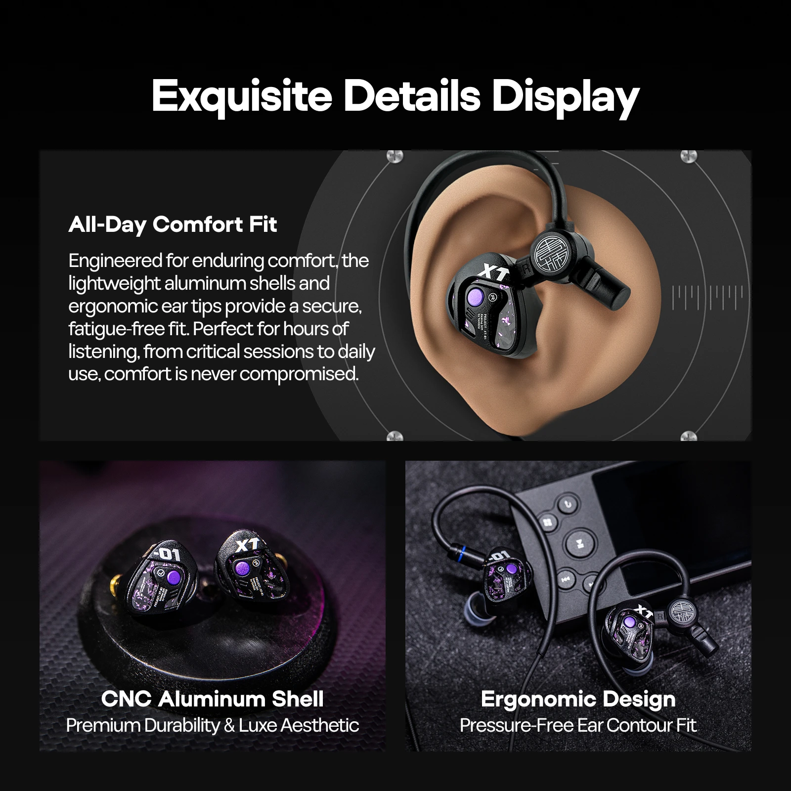 Przedsprzedaż TANGZU Xue Tao 10mm Dynamiczny Przetwornik z Membraną Szklaną Słuchawki Douszne Gamingowe IEM HiFi Przewodowe z Odłączanym Mikrofonem — zdjęcie produktu 5