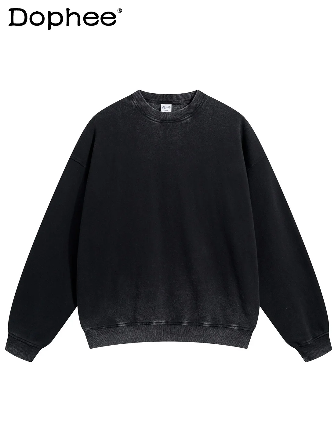 Fashion Trend Retro Distressed Crew Neck Loose Sweatshirt American Street Style Youth Popular Long Sleeve Pullover Top for Men