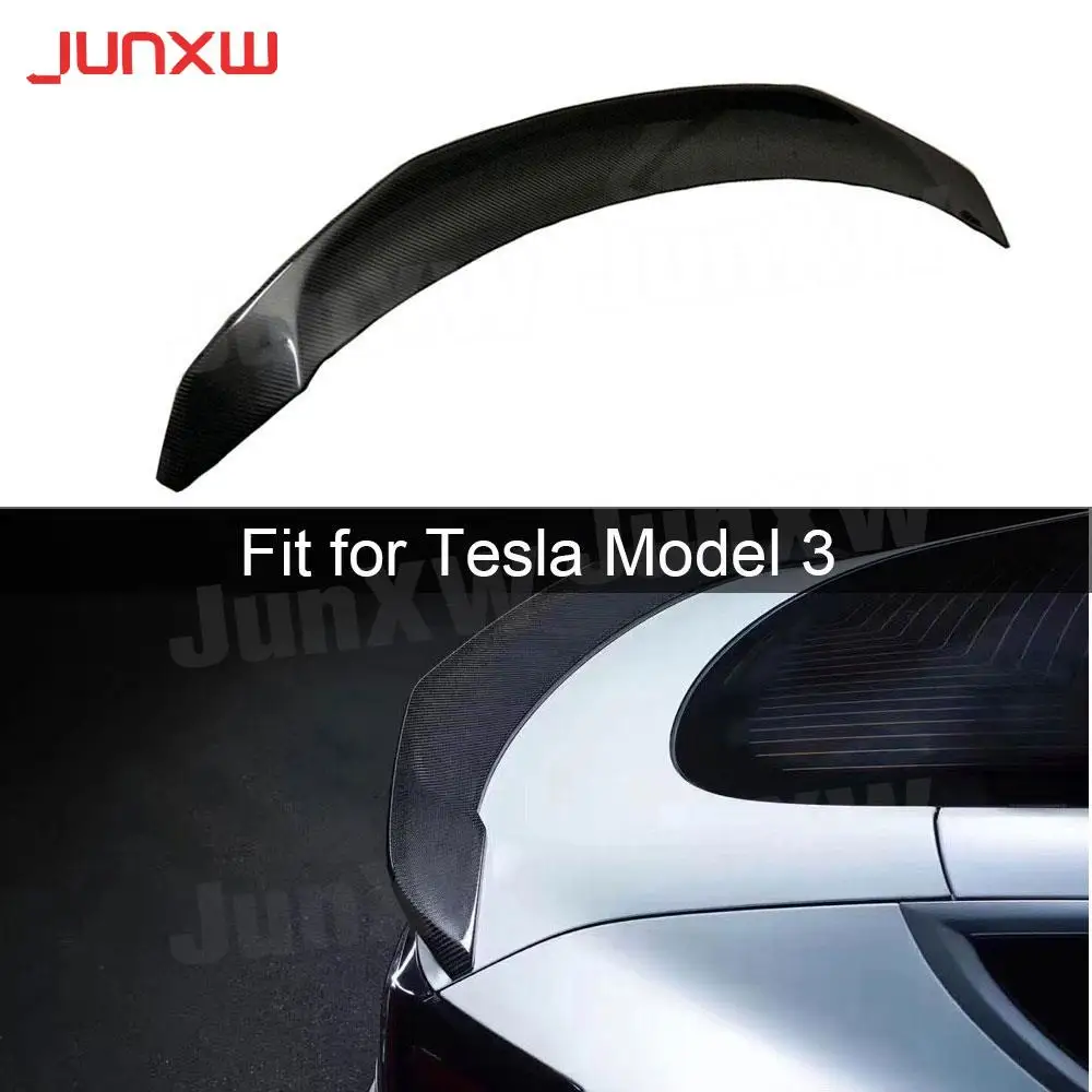 

Carbon Fiber Rear Spoiler Boot Wings for Tesla Model 3 Spoiler 2017-2020 V Style Trunk Trim Sticker Car Styling