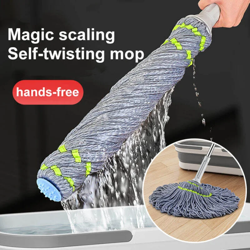 Trapeador perezoso automático para apretar, manos libres, escurridor rápido, fregona para limpieza de suelo, limpieza del hogar, azulejo de madera dura grande