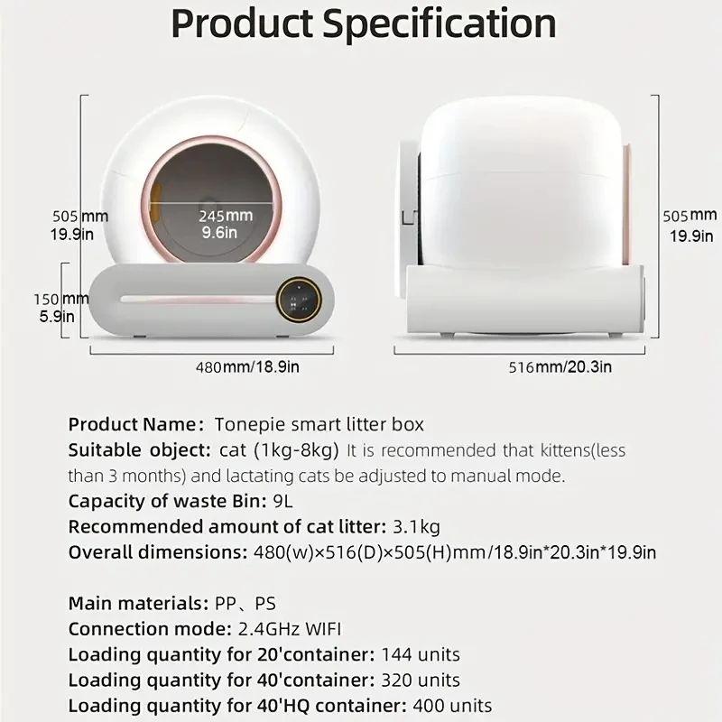 Automatic Self-Cleaning Cat Toilet Sandbox Smart Plastic Litter Box For Pet Cleaning And Cat Sand App-Controlled