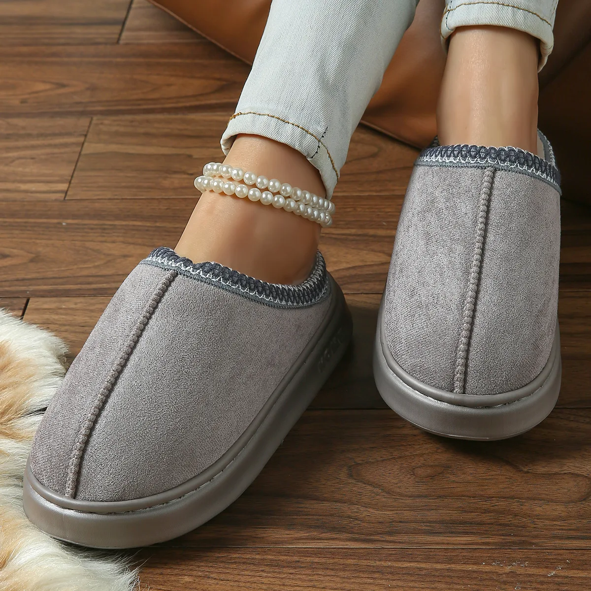 

Winter Warm Slipper Women Fluffy Fur Plush Indoor Lazy Female Thermal Furry Home House Fuzzy Shoe Flat Flip Flop Male Men Ladies