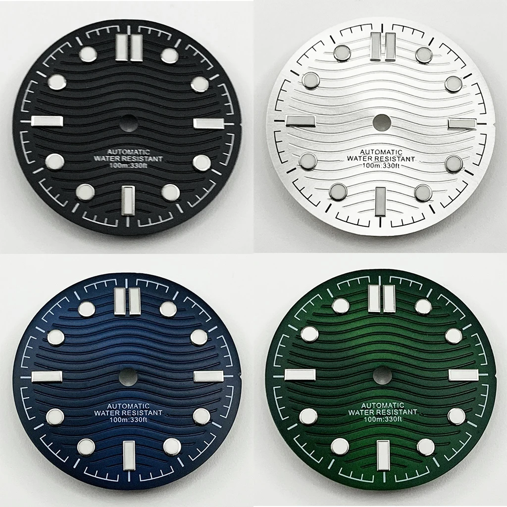 31mm Black White Blue Green Watch Dial Luminous Watch Faces for Fit NH35 NH36 ETA2836 2824 DG2813 3804 Miyota 8215 821A Movement