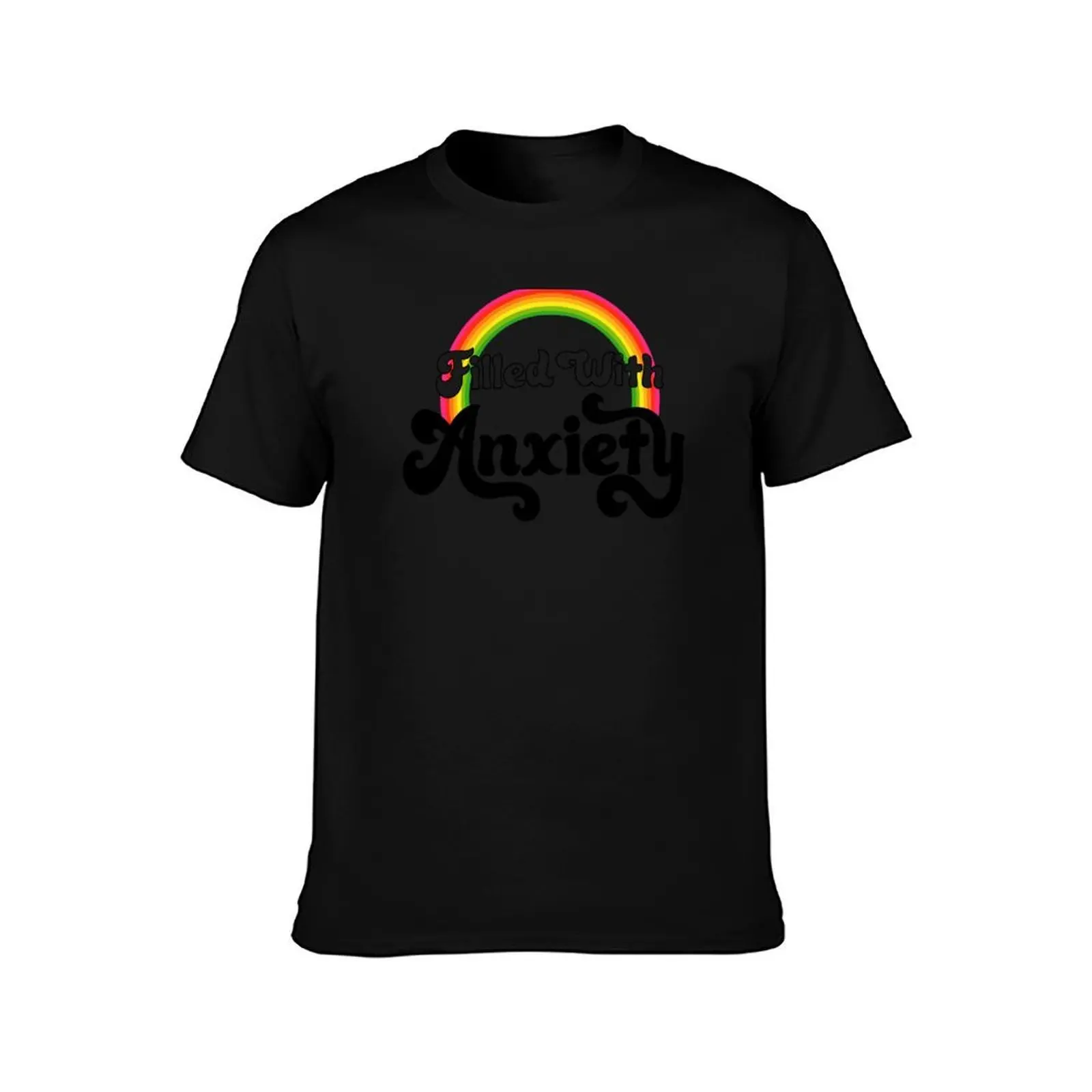 Filled With Anxiety (white background) T-Shirt, Summer Casual Cotton Tee, Oversized Streetwear Tops, Vintage Graphic Print
