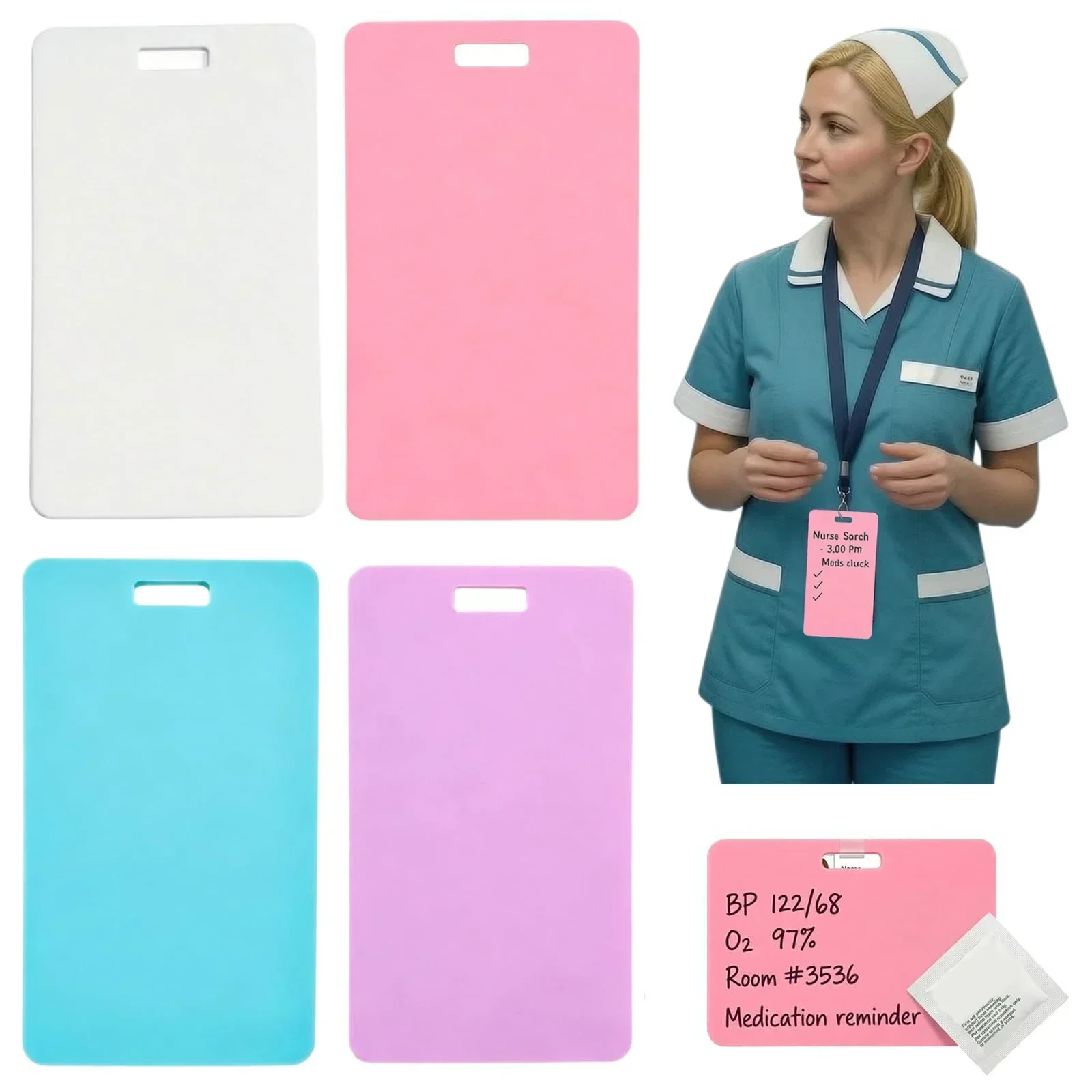 Erasable Badge Sticky Notes Reusable Wipe Clean Memo Badge Self Adhesive Removable Label Notebook for School Office Home