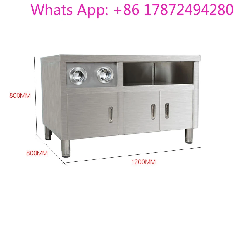 1.2m Commercial Center Island Stainless Steel Workstation Cake Room Burger Shop Operation  Storage With Cup Divider