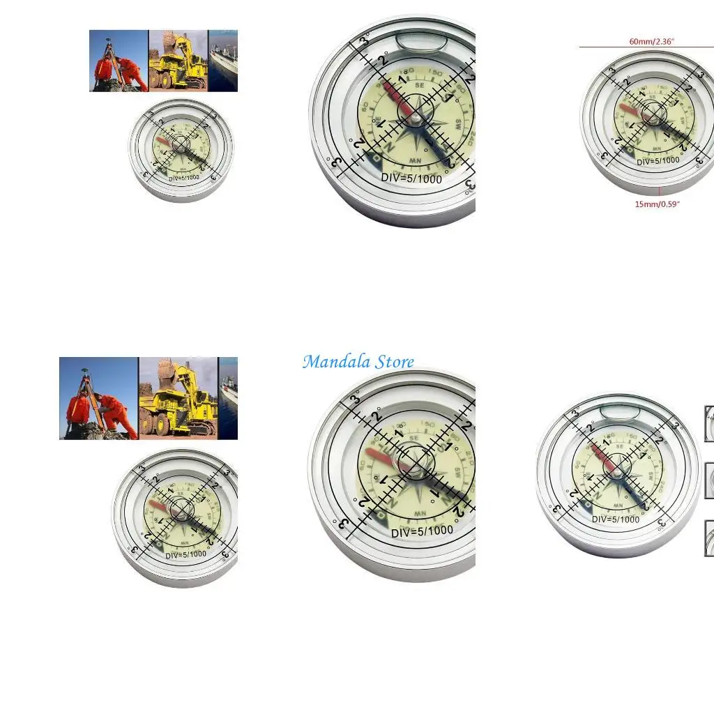 

U2JC Универсальный уровень с точностью компаса, круглый пузырьковый уровень 2 мм, прочный