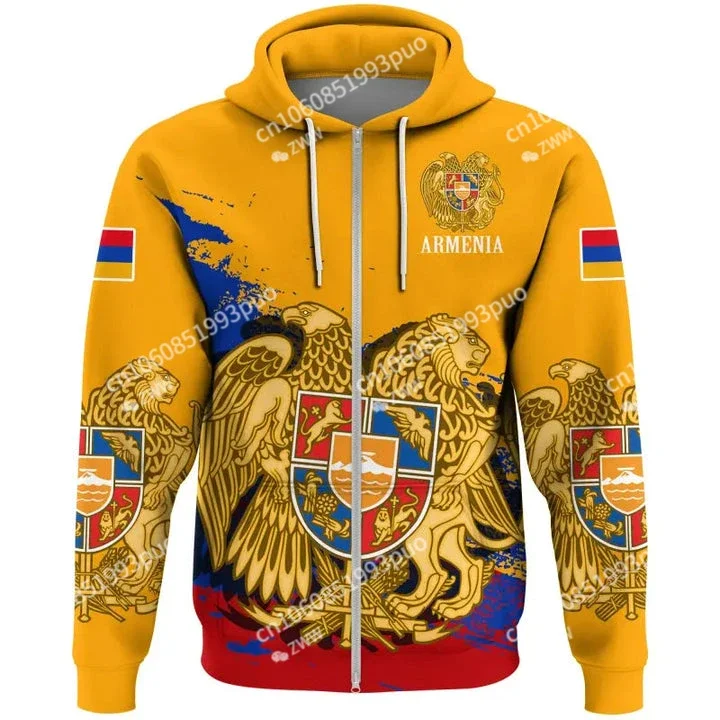 Latest National Emblem Flag Armenia Vintage Zip Hoodie Men's/Women's Sportswear 3D Street Apparel Harajuku Zip Hoodie Jacket