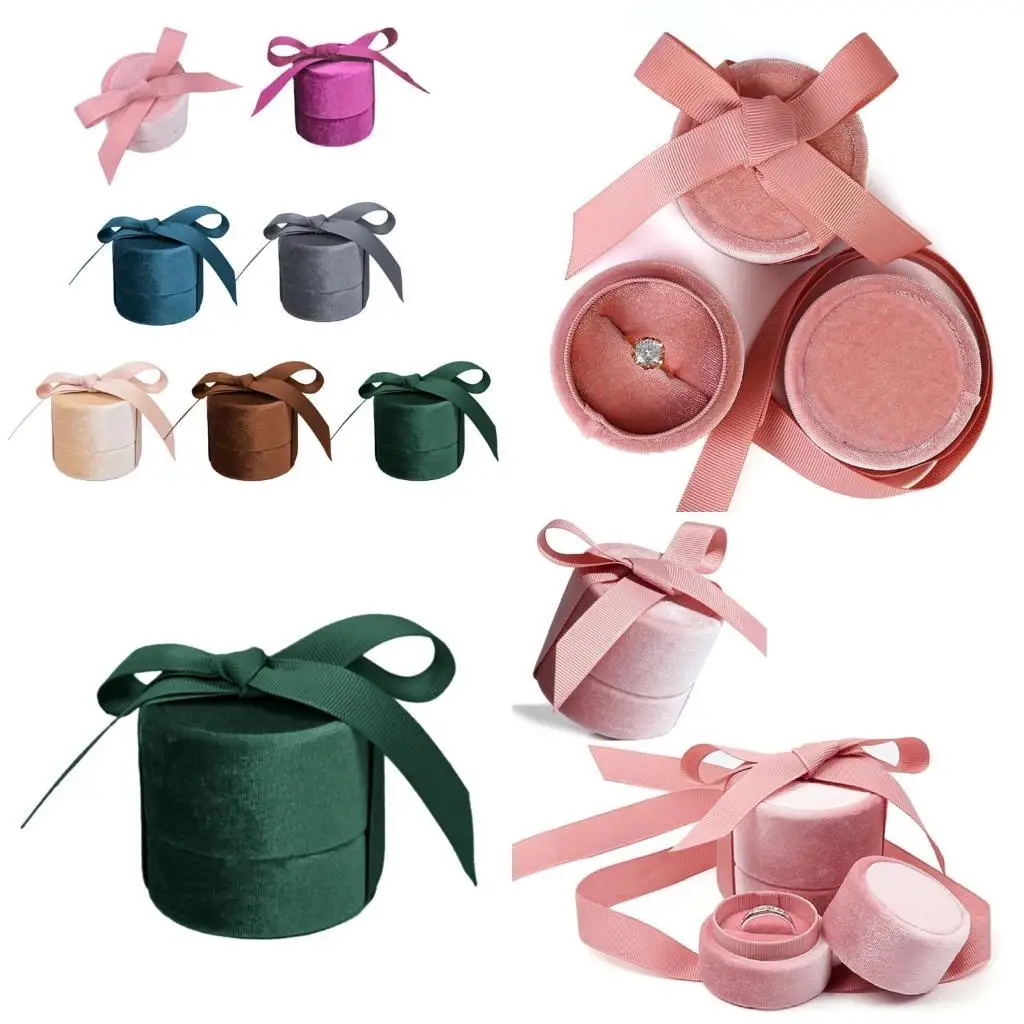 

31BB Unqiue Velvety Jewelry Container with Bowknot Accent Jewelry Display Holder Case