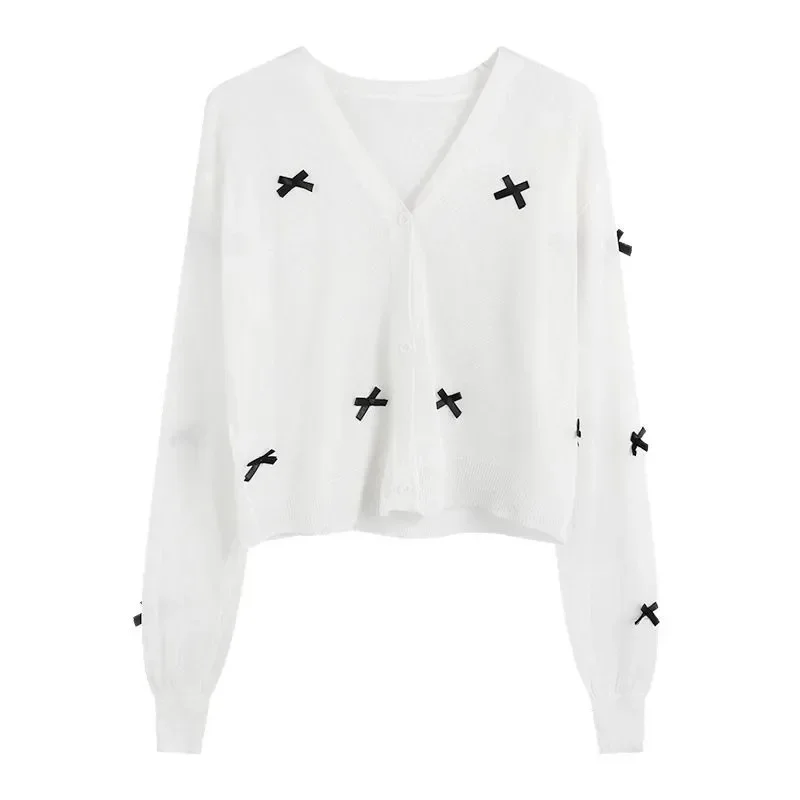 2025 New Loose V-Neck Sun Protection Knit Cardigan Women Air-Conditioned Long Sleeve Thin Sweaters Woman