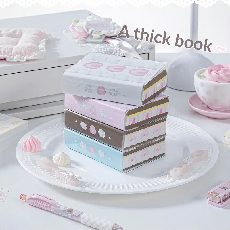 RosyPosy Strawberry Cake Edge A7 Pocket Notebook with Colored Inner Pages,Cute Mini Diary Notepad for Students Stationery Gift