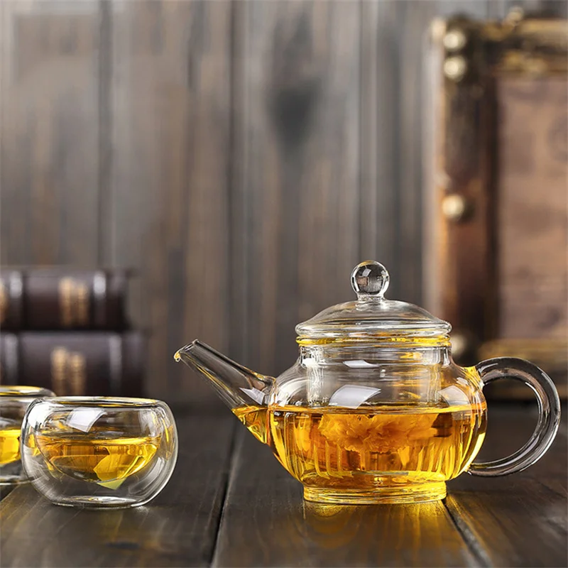 250ml Mini Small Glass Teapot With Filter Kung Fu Tea Maker Teaset Household Heat Resistant Flower Tea Pot Teaware