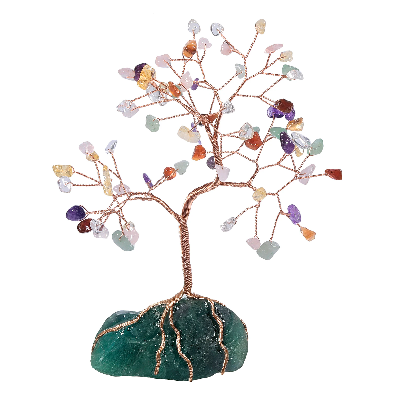 

Natural Amethyst Crystal Tree Reiki Healing Mineral Gravels Luck Money Tree With Rough Fluorite Stone Base Desktop Decoration