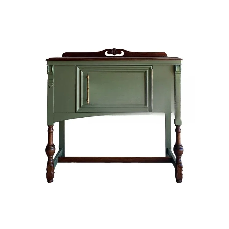 American neoclassical solid wood carving flower entrance cabinet