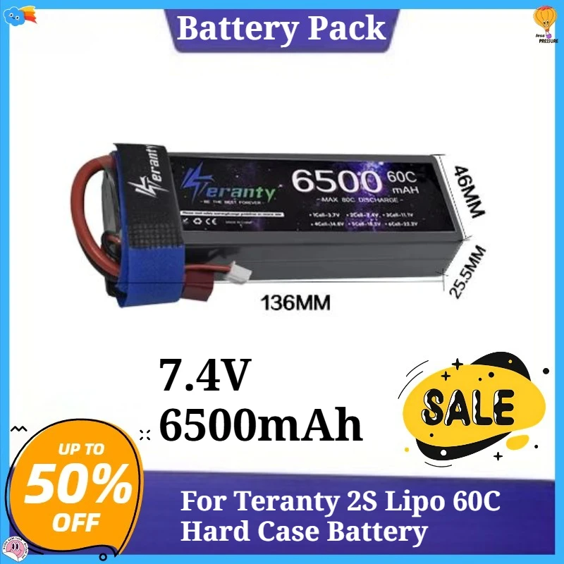 

7.4V 6500mAh For Teranty 2S Lipo 60C Hard Case Battery T XT60 TRX XT90 KEP-2P Car FPV Airplane Truck RC Toys Spare Parts
