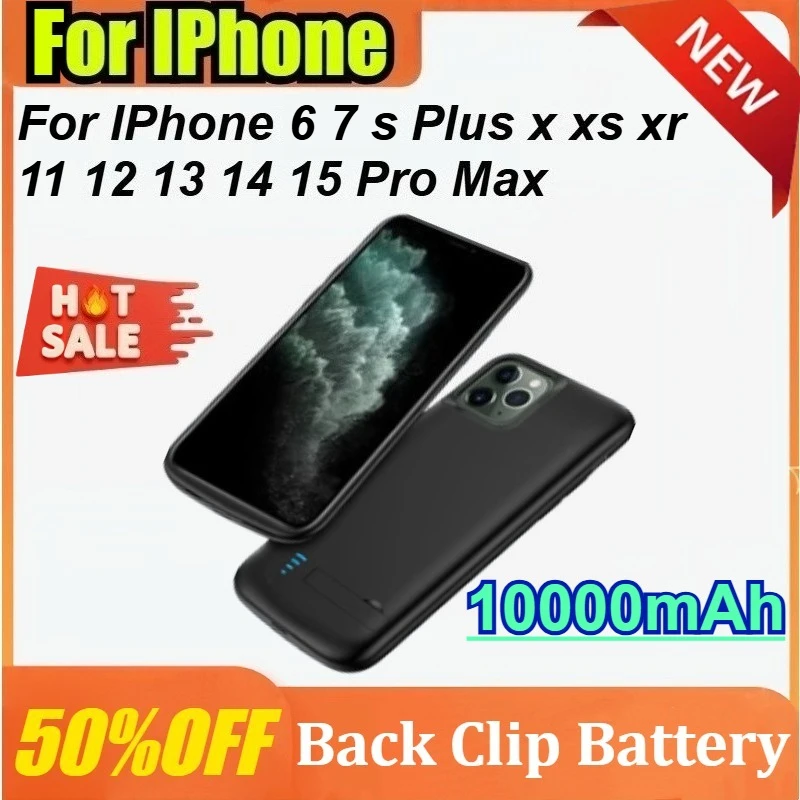

Battery Charger Case 10000mAh for IPhone 7 6 Plus X XS XR Charging Case for IPhone 11 12 13 14 15 16 Pro Max Power Bank Cover