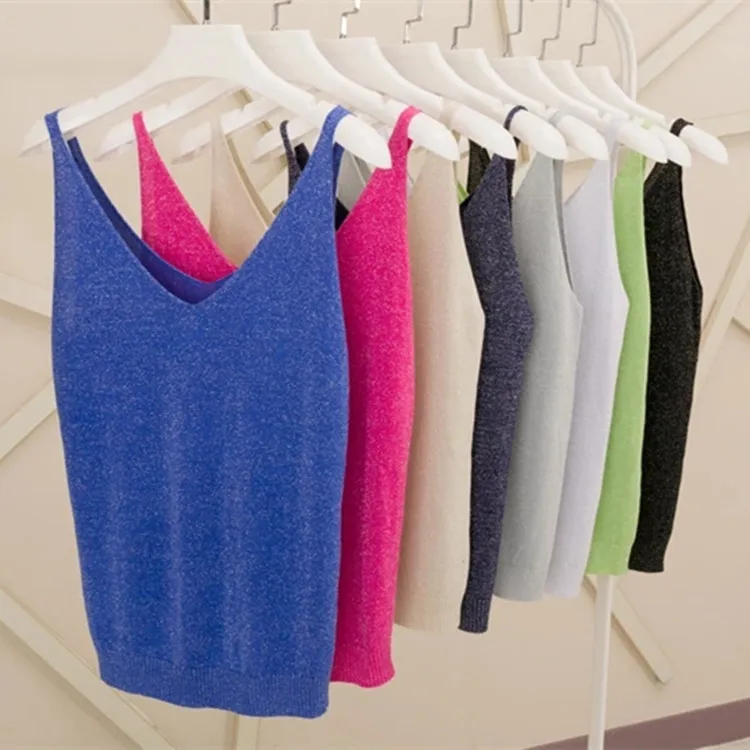 

Silk Knitted Sling Vest Women's Summer Thin Short Slim-fit Bottoming Shirt